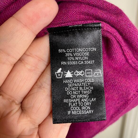 NIC + ZOE Magenta Purple Cotton Blend Turtleneck Sweater Size Medium - Picture 5 of 9